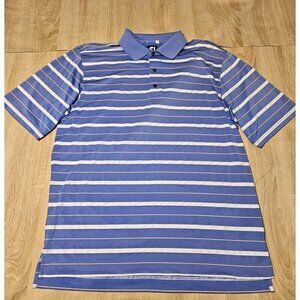 FootJoy FJ Short Sleeve Golf Polo Shirt Blue/White Striped Men’s Size XL